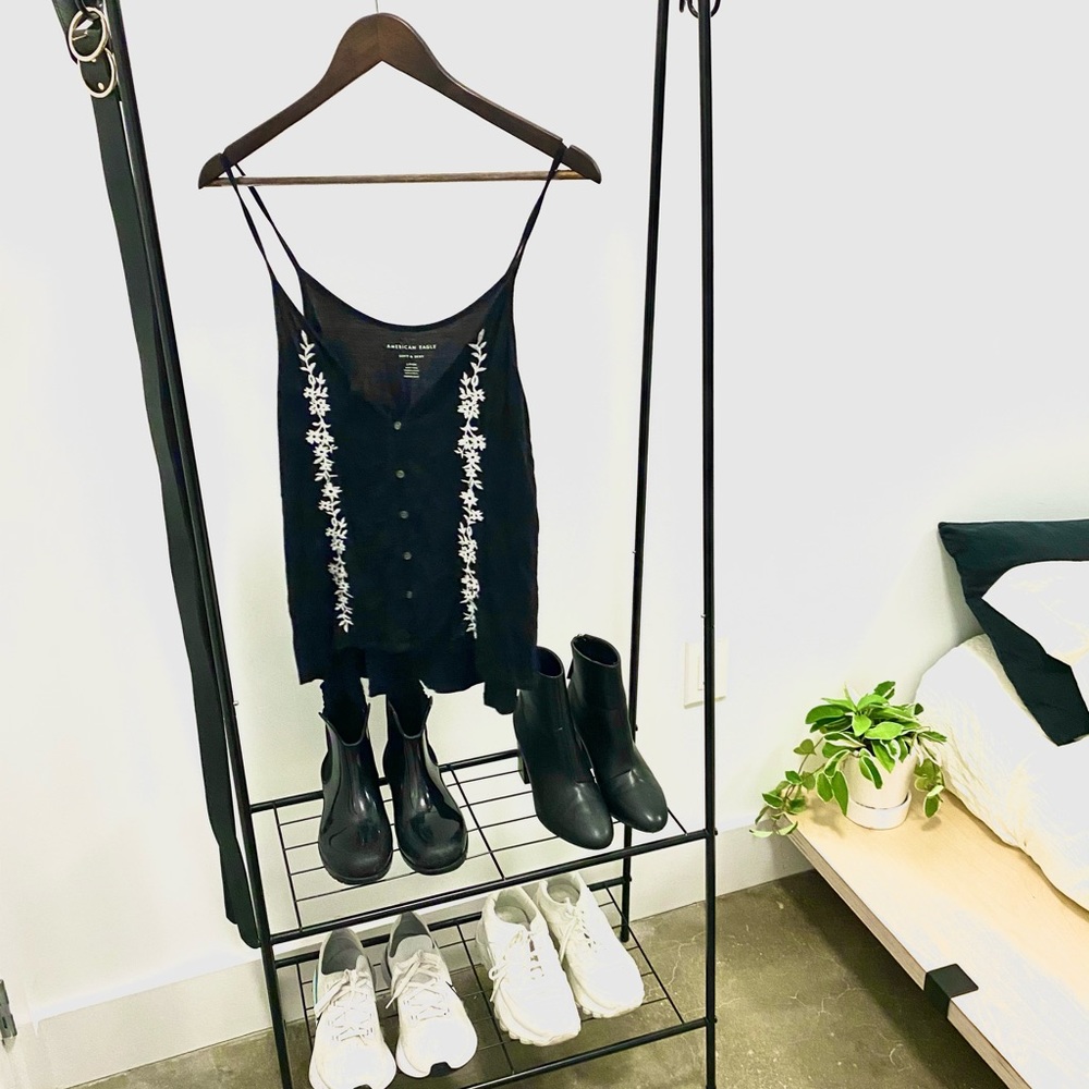 Black Floral Detail Tank